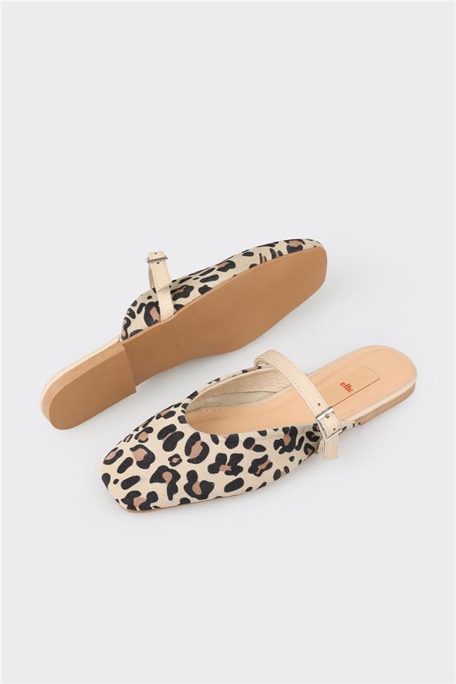 Bej Deri Kadın Spor Terlik