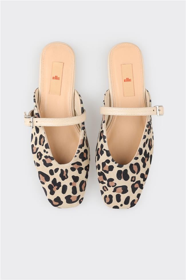 Bej Deri Kadın Spor Terlik