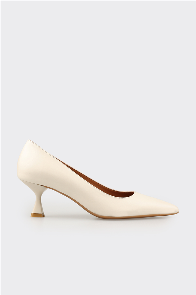 Bej Deri Kadın Stiletto