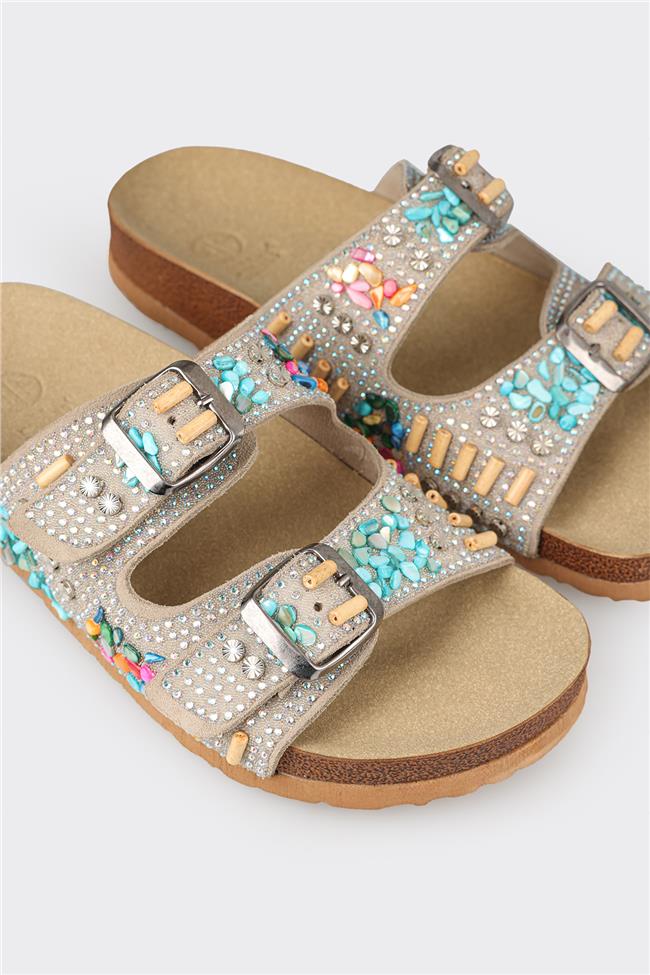 Bej Deri Kadın Terlik