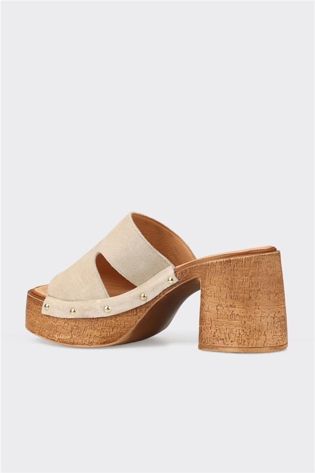 Bej Deri Kadın Terlik