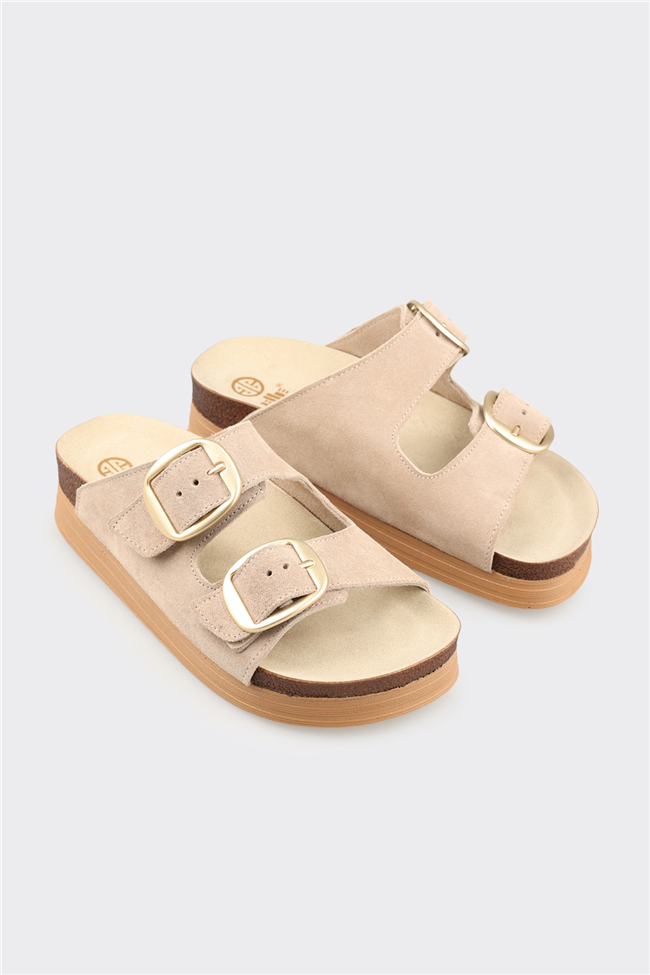 Bej Deri Kadın Terlik