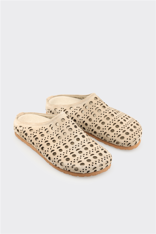 Bej Deri Kadın Terlik