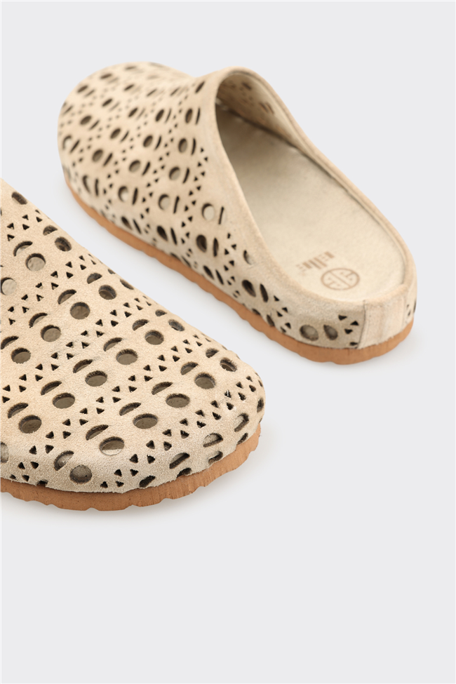 Bej Deri Kadın Terlik