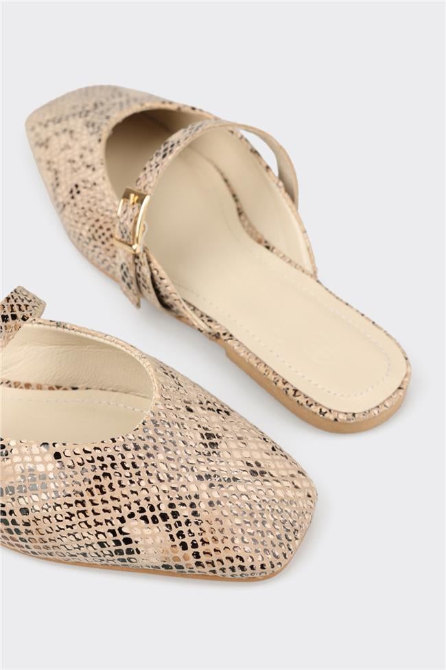 Bej Deri Kadın Terlik