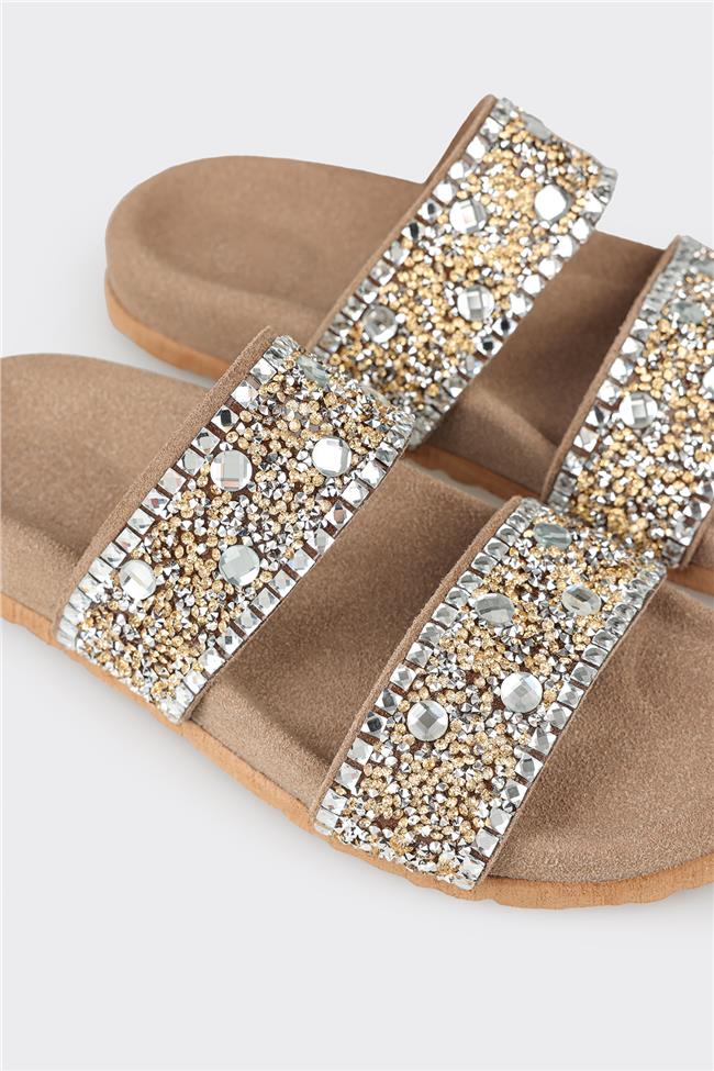 Bej Deri Kadın Terlik