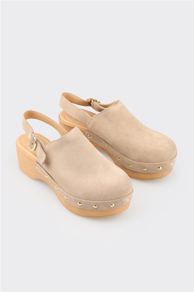 Bej Deri Kadın Terlik