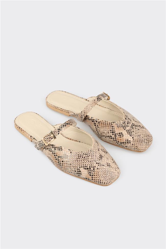 Bej Deri Kadın Terlik