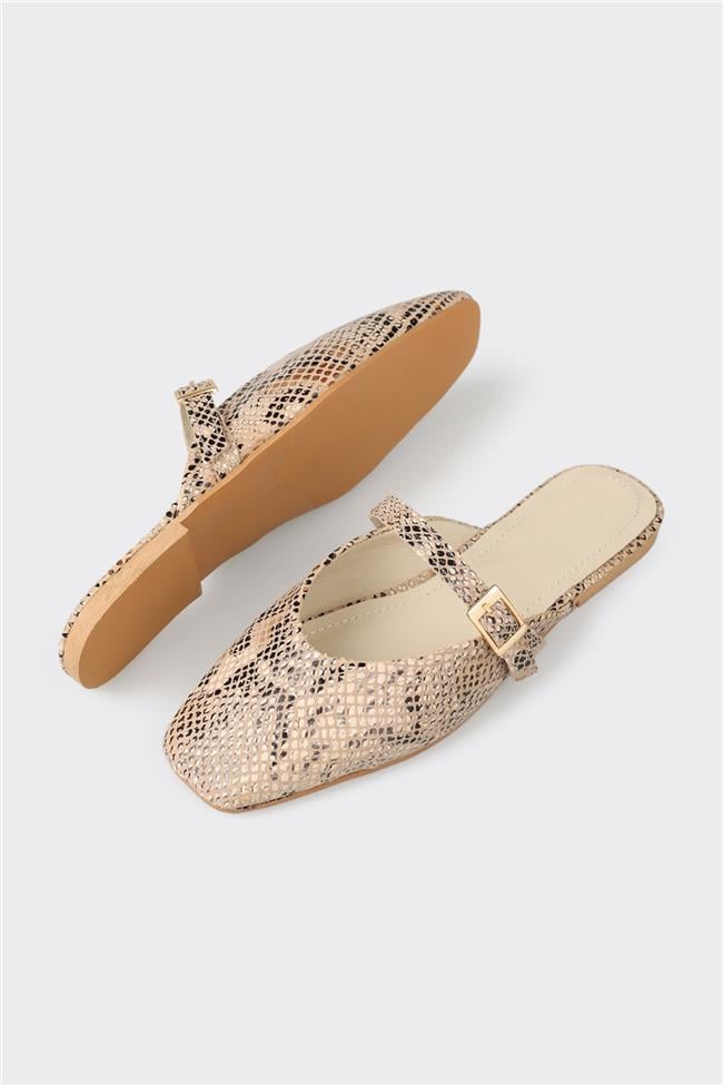 Bej Deri Kadın Terlik