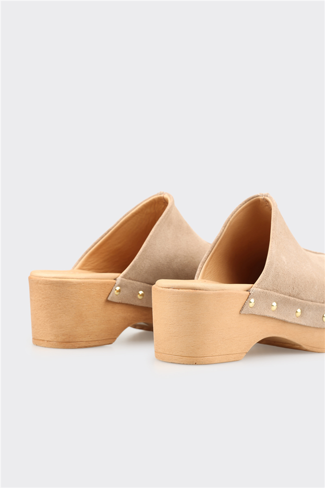 Bej Deri Kadın Terlik