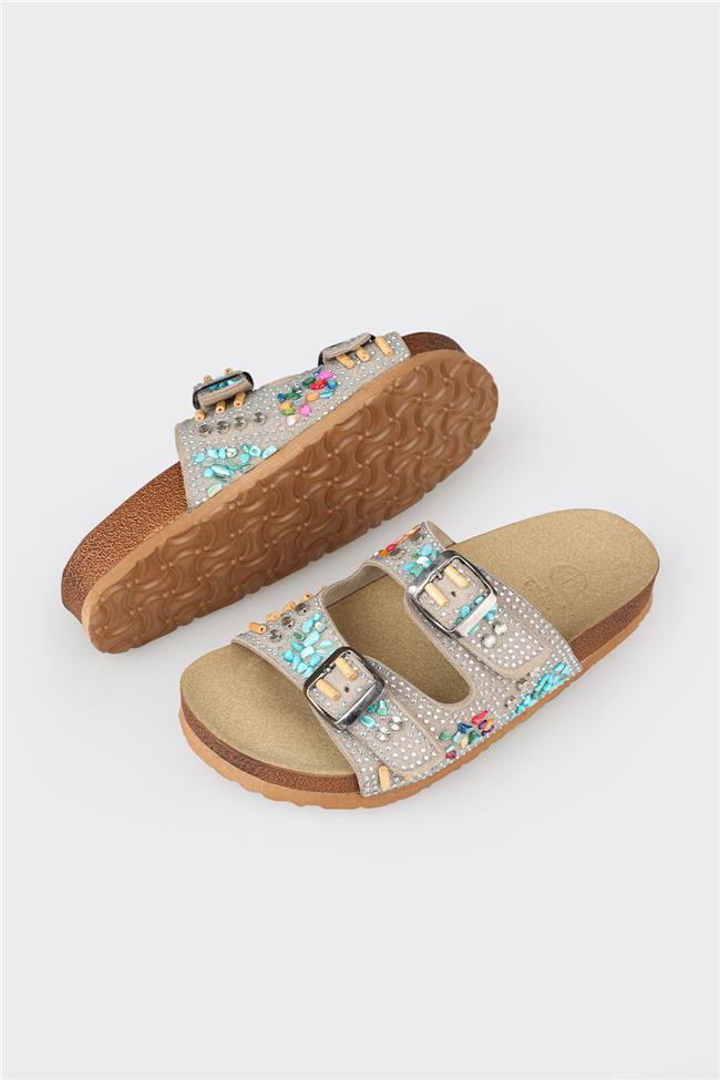 Bej Deri Kadın Terlik