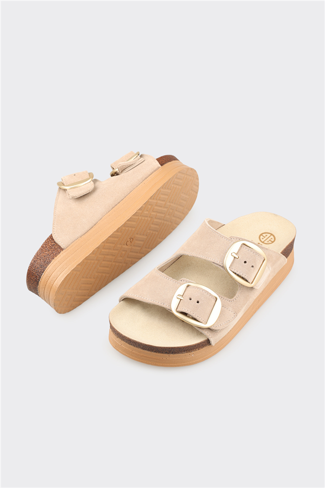 Bej Deri Kadın Terlik