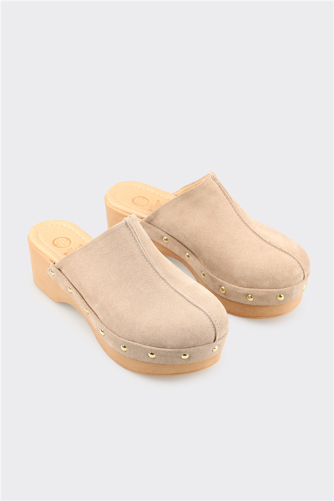 Bej Deri Kadın Terlik