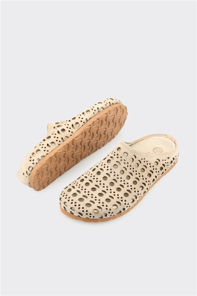 Bej Deri Kadın Terlik