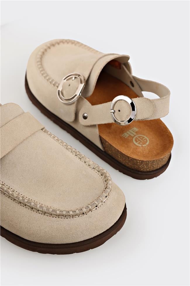 Bej Deri Kadın Terlik