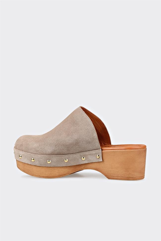 Bej Deri Kadın Terlik