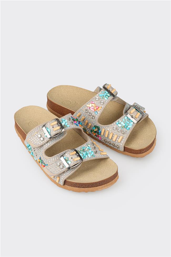 Bej Deri Kadın Terlik