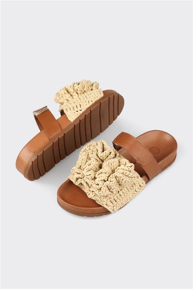 Bej Kadın Düz Terlik