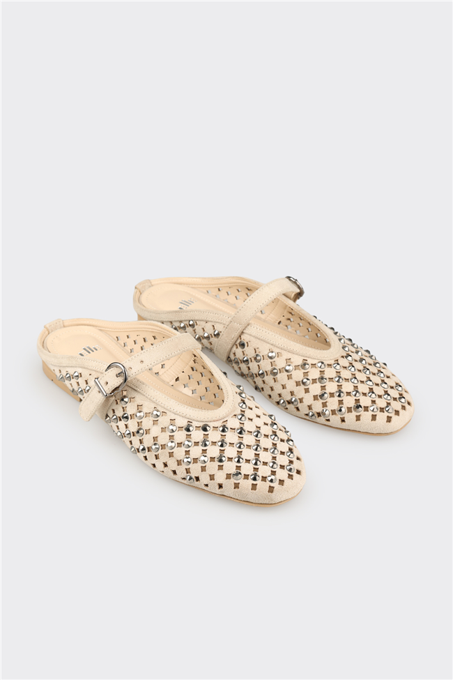 Bej Kadın  Düz Terlik