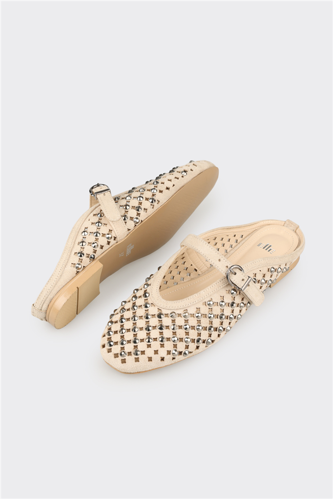 Bej Kadın  Düz Terlik