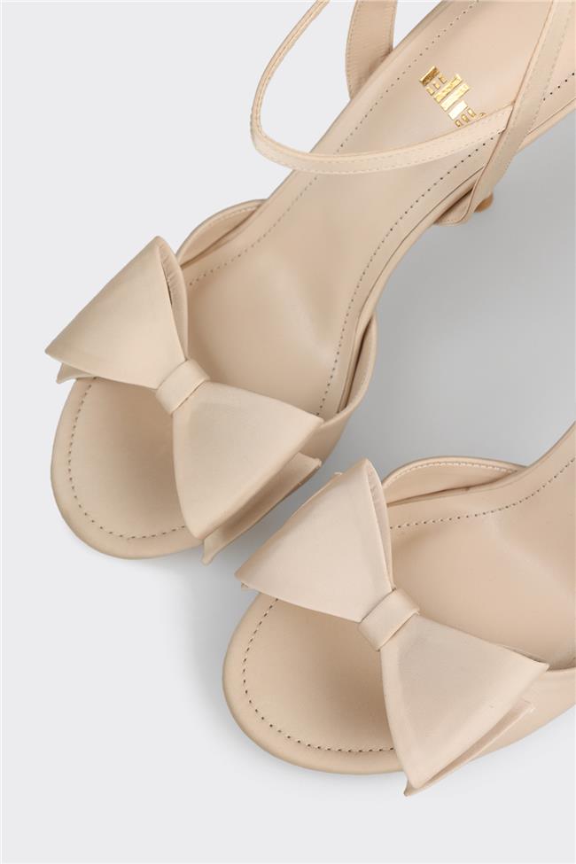 Bej Kadın Topuklu Sandalet