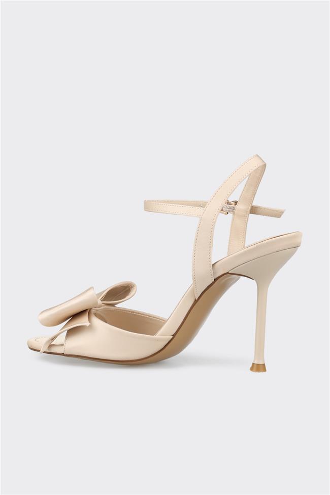 Bej Kadın Topuklu Sandalet