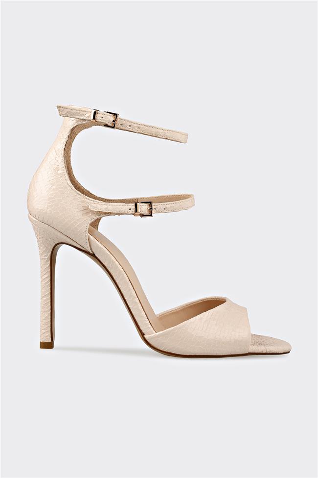 Bej Kadın Topuklu Sandalet