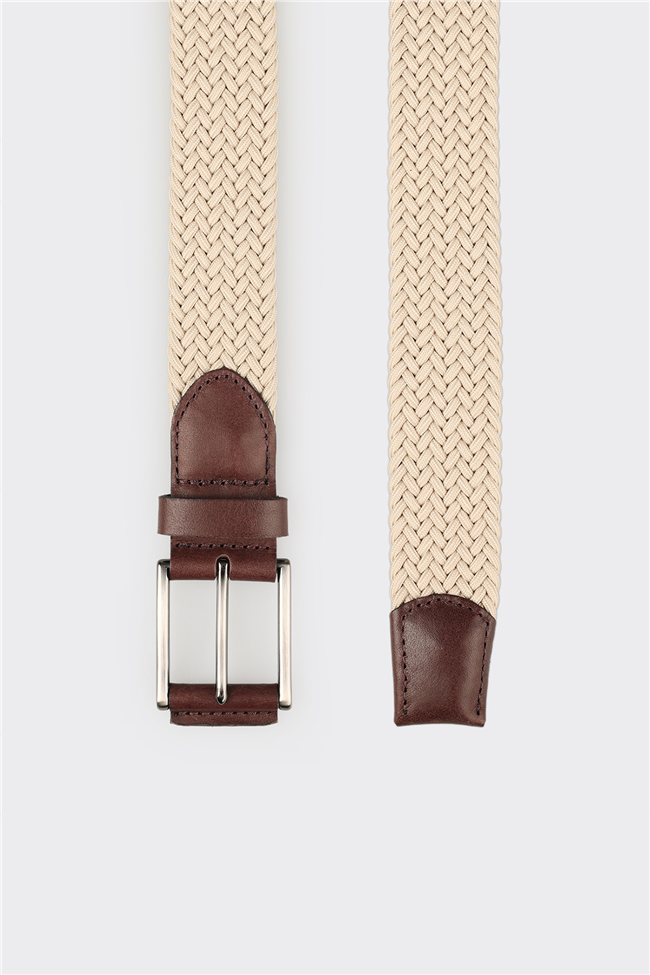 Bej Deri Erkek Kemer