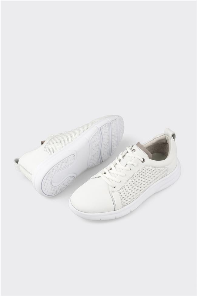 Beyaz Deri Erkek Günlük Ayakkabı