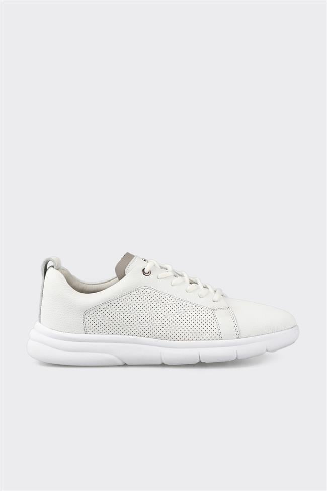 Beyaz Deri Erkek Günlük Ayakkabı