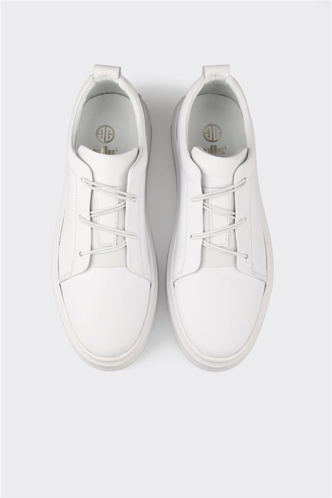 Beyaz Deri Erkek Günlük Ayakkabı