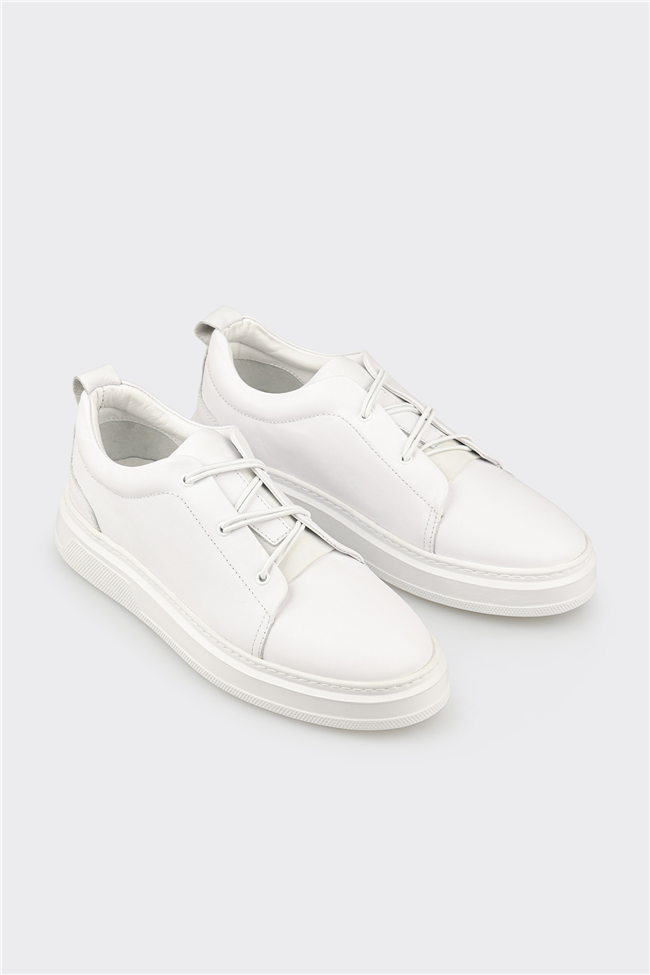Beyaz Deri Erkek Günlük Ayakkabı