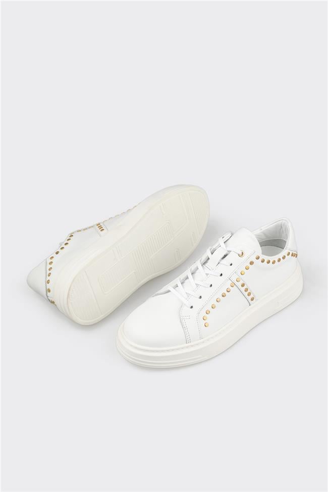 Beyaz Deri Erkek Spor Ayakkabı