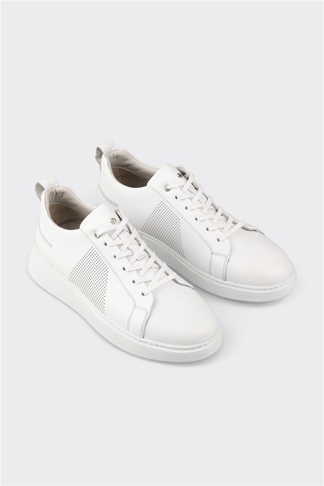 Beyaz Deri Erkek Spor Ayakkabı