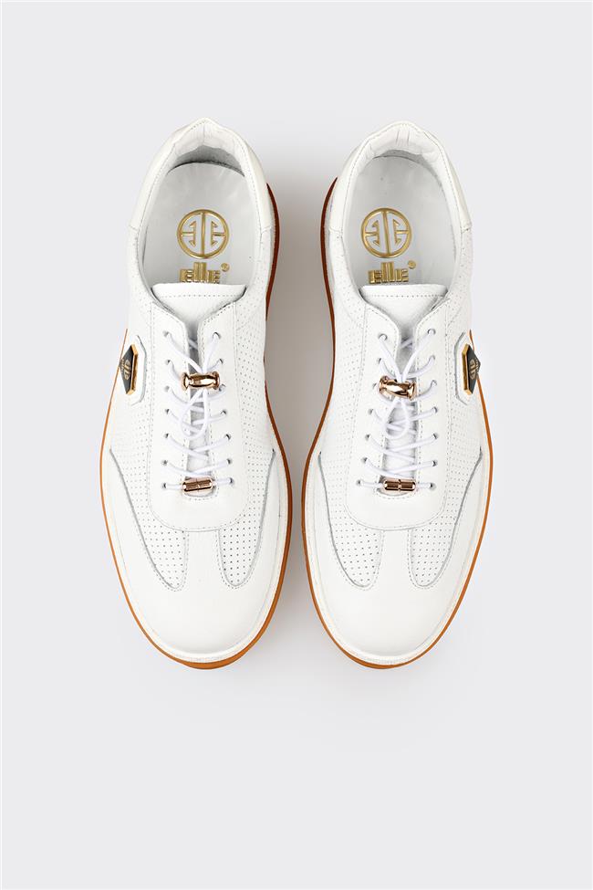 Beyaz Deri Erkek Spor Ayakkabı