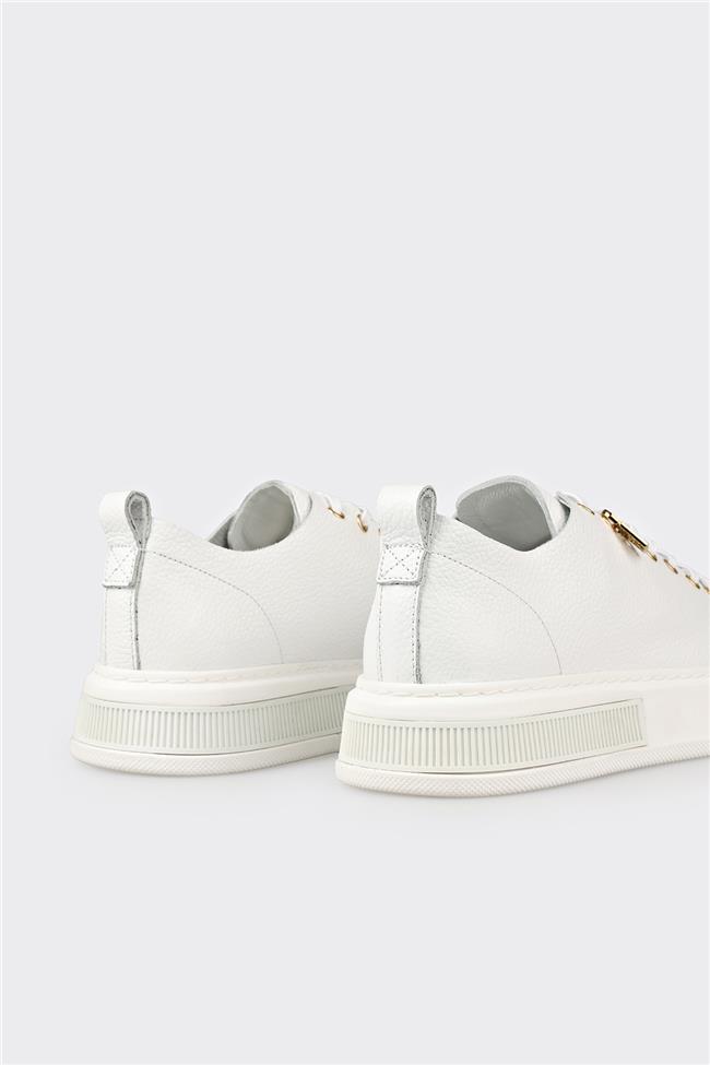 Beyaz Deri Erkek Spor Ayakkabı