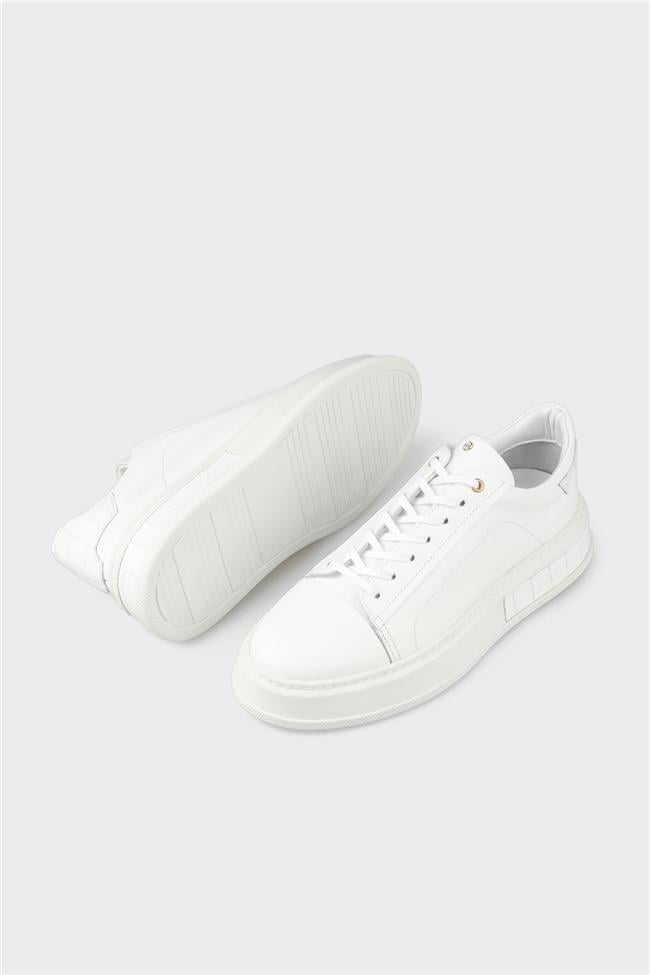 Beyaz Deri Erkek Spor Ayakkabı