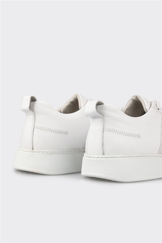 Beyaz Deri Erkek Spor Ayakkabı