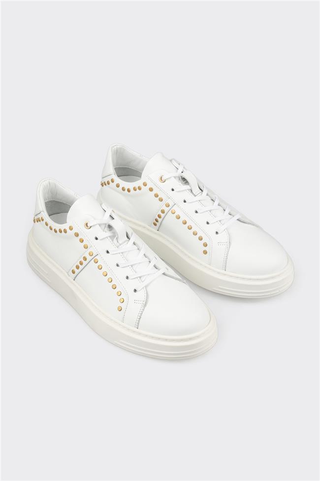 Beyaz Deri Erkek Spor Ayakkabı