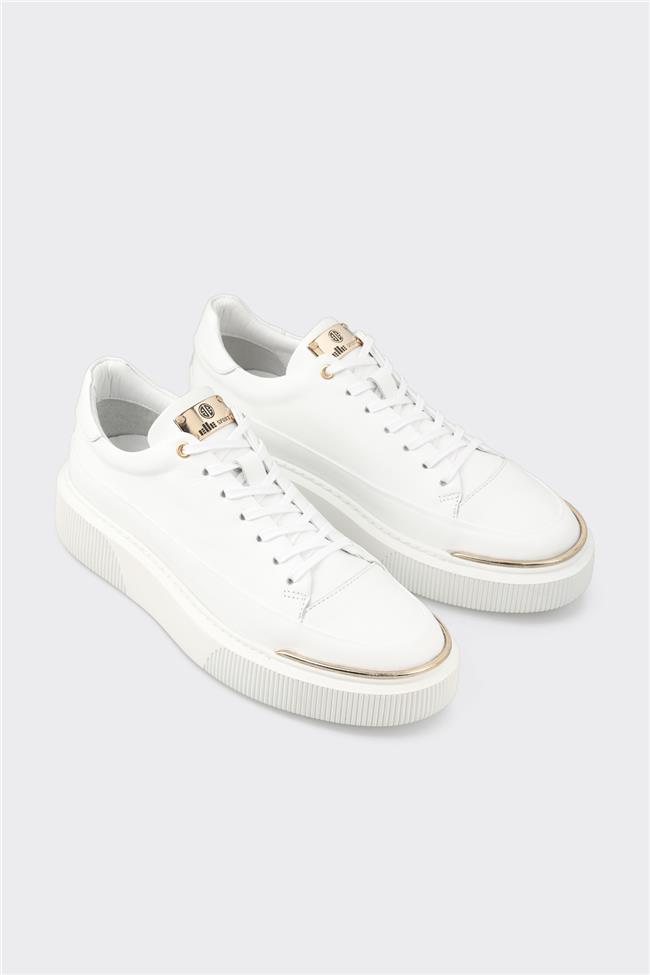 Beyaz Deri Erkek Spor Ayakkabı