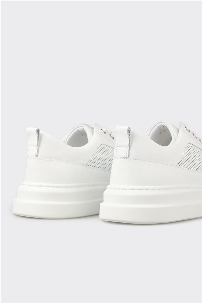 Beyaz Deri Erkek Spor Ayakkabı