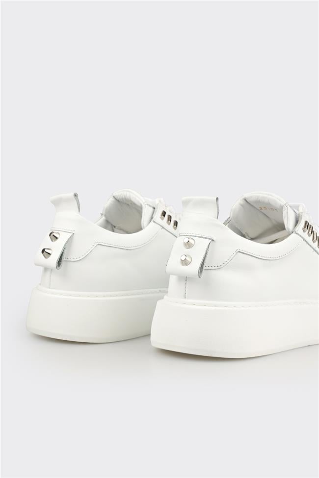 Beyaz Deri Erkek Spor Ayakkabı