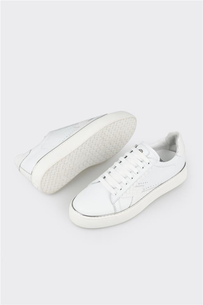 Beyaz Deri Erkek Spor Ayakkabı