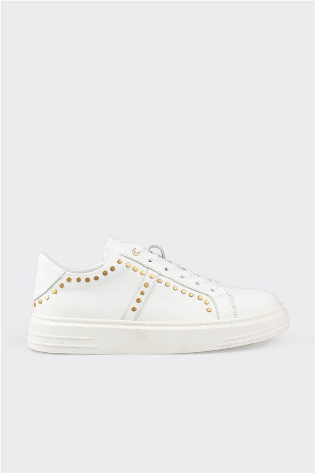 Beyaz Deri Erkek Spor Ayakkabı