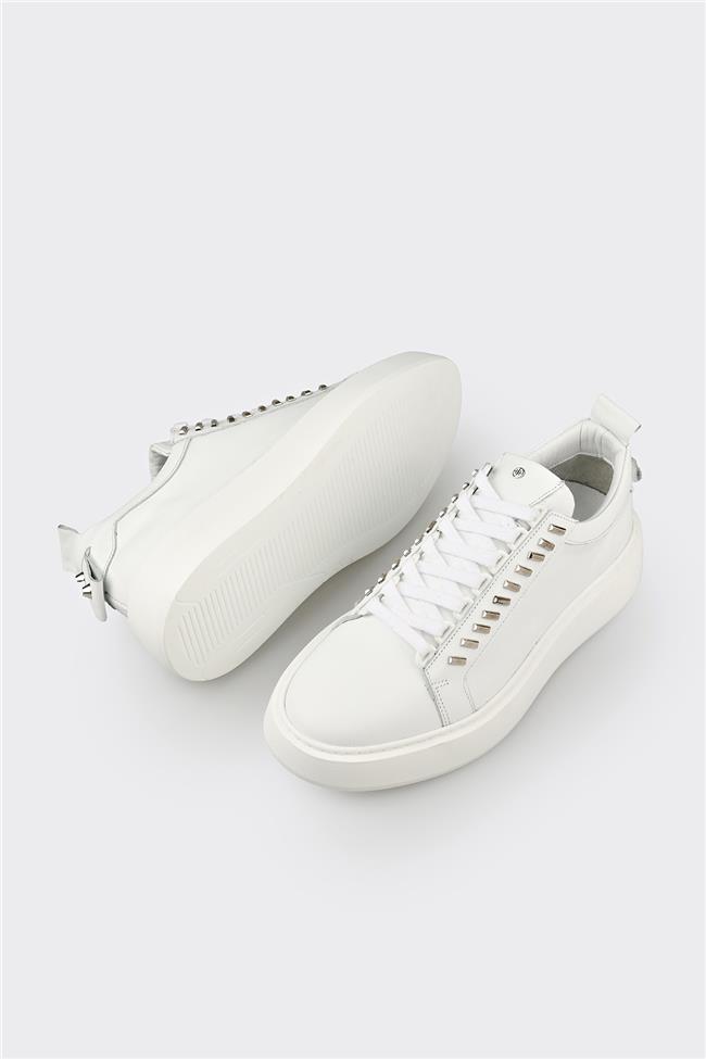 Beyaz Deri Erkek Spor Ayakkabı