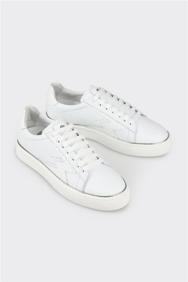 Beyaz Deri Erkek Spor Ayakkabı