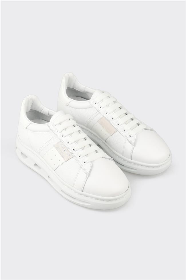 Beyaz Deri Erkek Spor Ayakkabı
