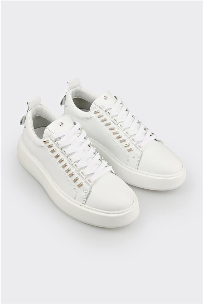 Beyaz Deri Erkek Spor Ayakkabı