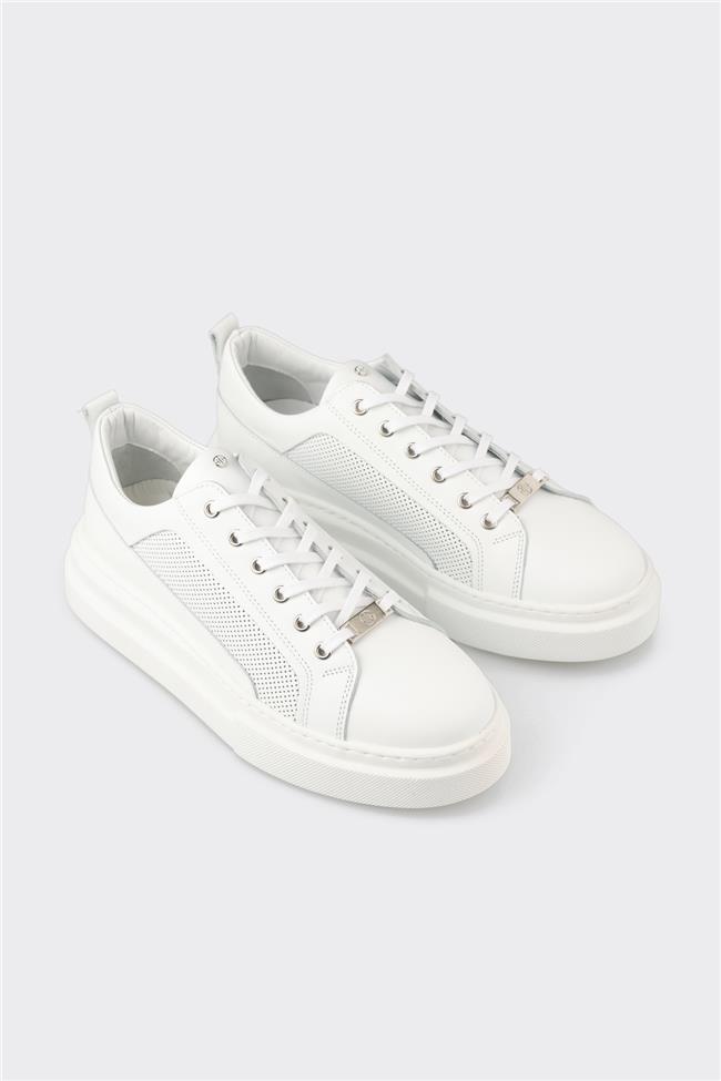 Beyaz Deri Erkek Spor Ayakkabı