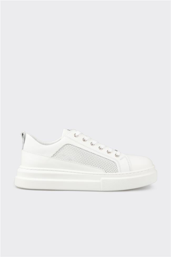 Beyaz Deri Erkek Spor Ayakkabı